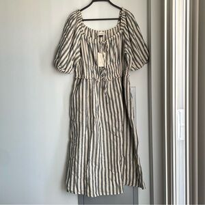 NWT UNIVERSAL THREAD Striped Puff Sleeve Linen and Cotton Dress
